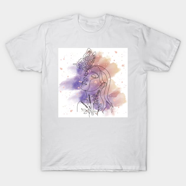 Butterlfy and Woman Silhouette T-Shirt by FabDesign